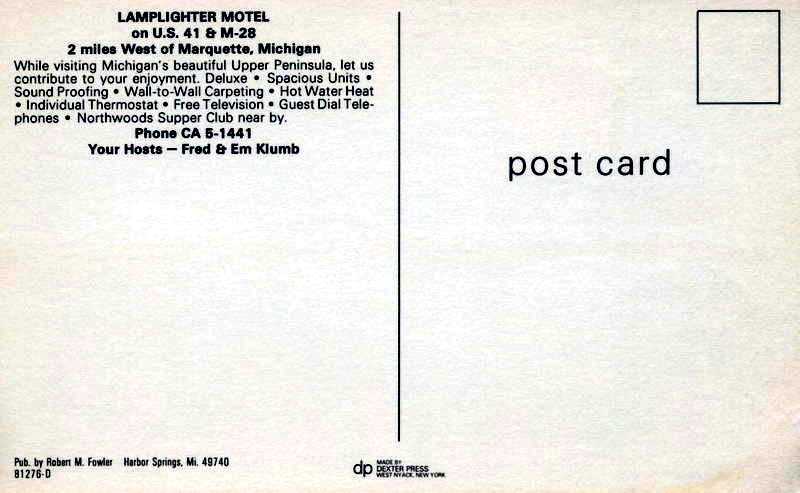 Lamplighter Motel - Old Postcard (newer photo)